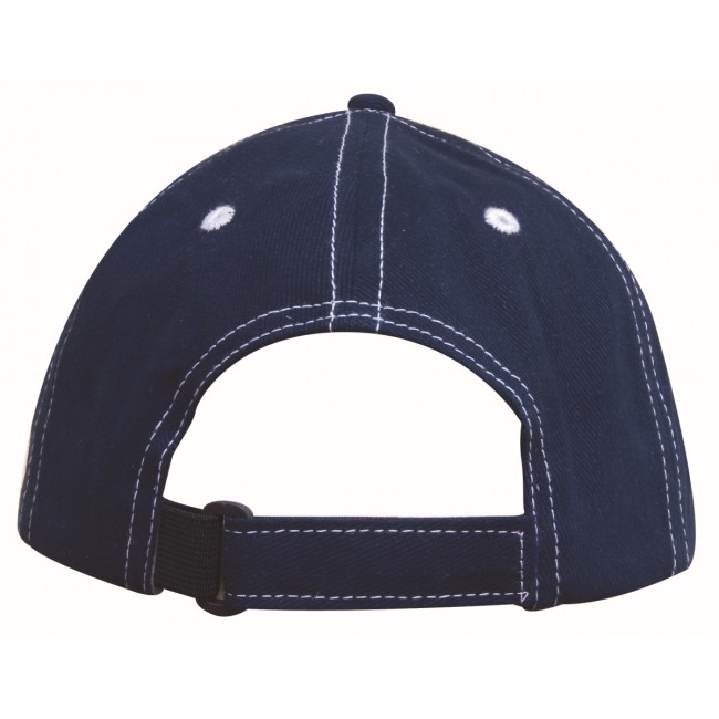 Promotional Brushed Heavy Cotton Two Tone Cap with Contrasting Stitching and Open Lip Sandwich - Image 2