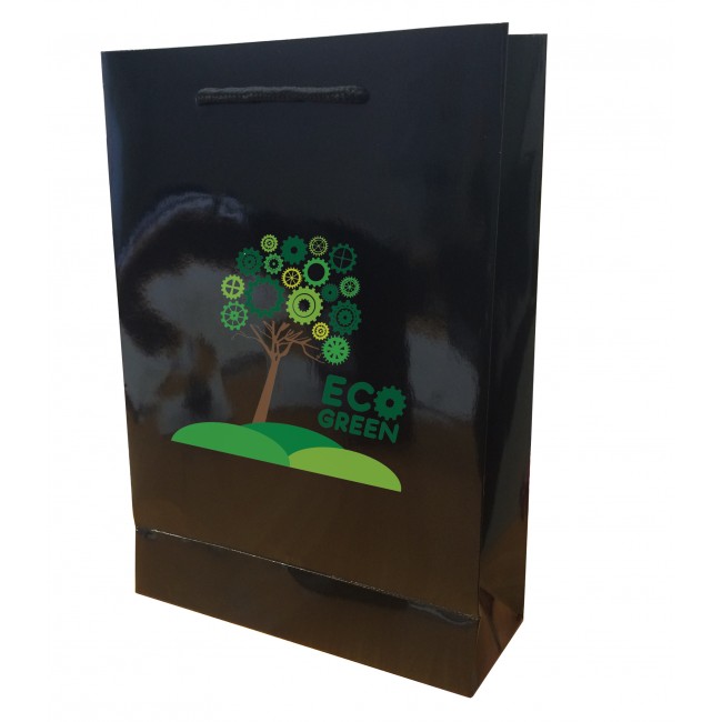 Promotional Walton A4 Gloss Laminated Black Paper Carrier Bag