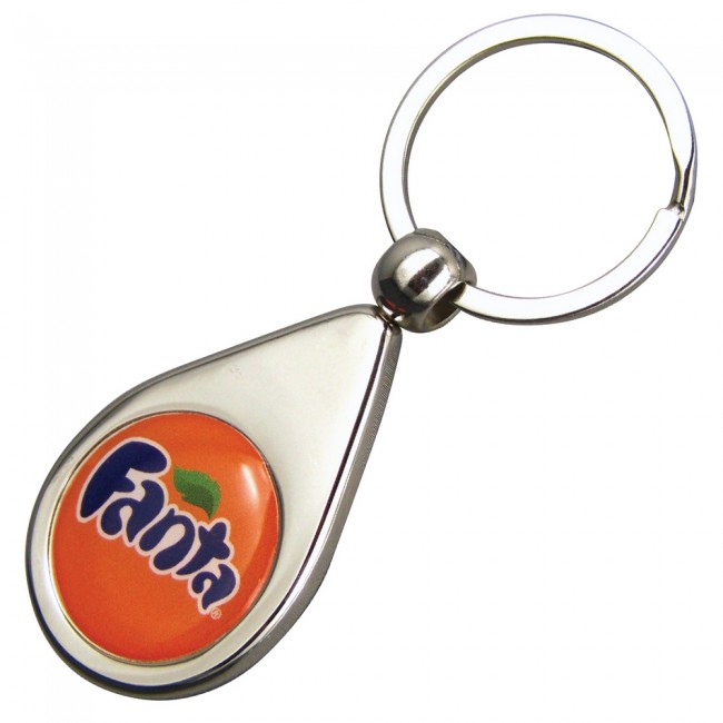 Promotional Teardrop Zinc Alloy Domed Keyrings