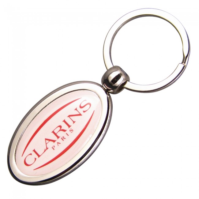 Promotional Oval Zinc Alloy Domed Keyrings