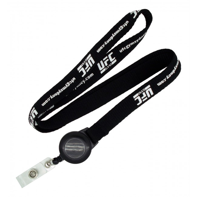 Promotional Flat Ribbed Lanyard with Pull Reel