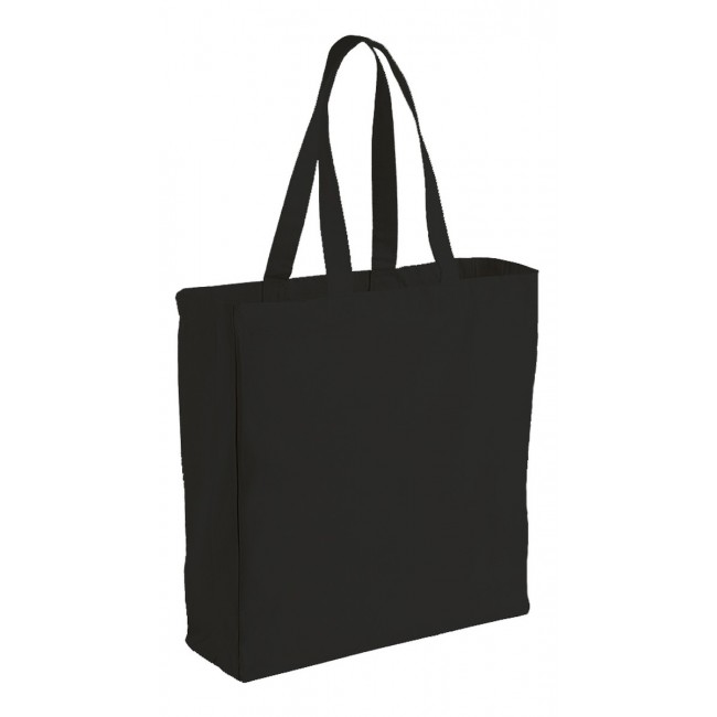 Promotional 8oz  Black Canvas Shopper with Botton Gussett - Image 2