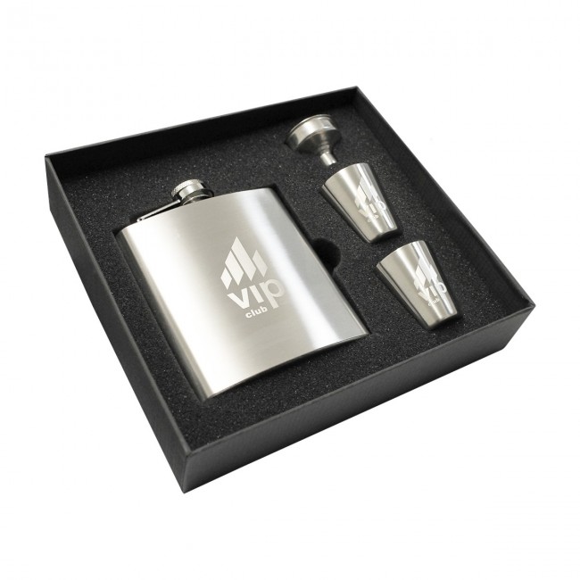 Promotional Troyes Hip Flask Set