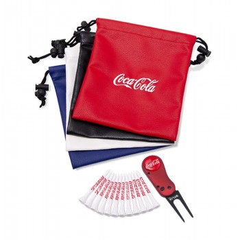 Leatherette Embroidered Drawstring Golf Gift Bag 6