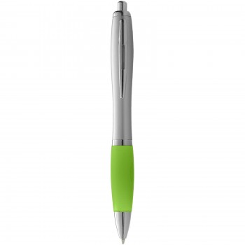 Nash ballpoint pen with silver barrel with coloured grip