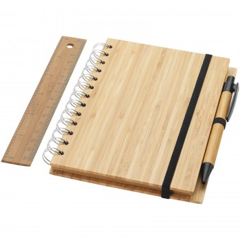 Franklin B6 bamboo notebook with pen and ruler