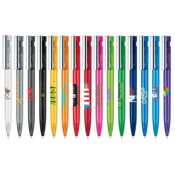 senator Liberty Clear plastic ball pen with metal clip