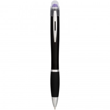 Nash coloured light up black barrel ballpoint pen