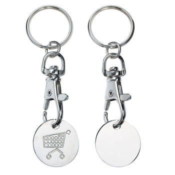 Metal Trolley Coin Keyring 