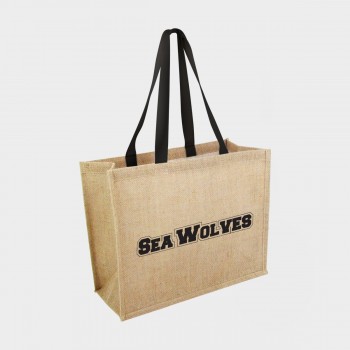 Green & Good Taunton Bag - Jute - BLACK Handles