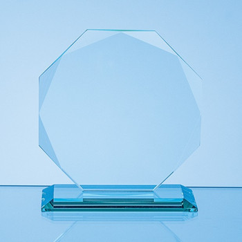 11.5cm x 11.5cm x 10mm Jade Glass Facetted Octagon Award