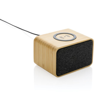 RCS Rplastic 3W Speaker With Bamboo 5W Wireless Charger