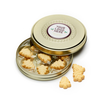 Shallow Gold Treat Tin Festive Shortbread Biscuits