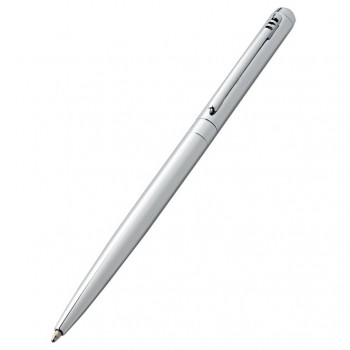 Slim Ballpoint Pen - Chrome - with Soft Touch in Cube Aluminium Box