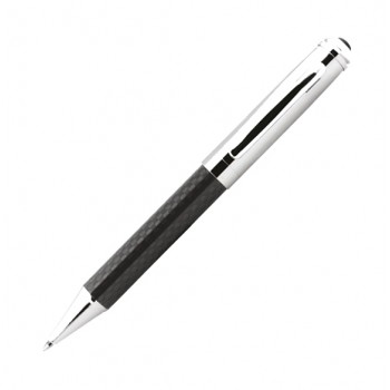 Carbon Fibre Ballpoint Pen - Chrome - in Chrome Box