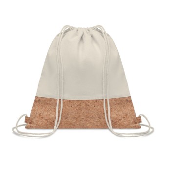 Cotton Drawstring Bag With Cork Details 160gr/m²