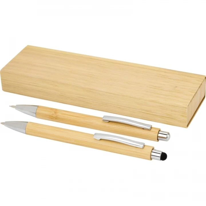 Oblys Bamboo Ballpoint Pen And Mechanical Pencil Set (black ink)