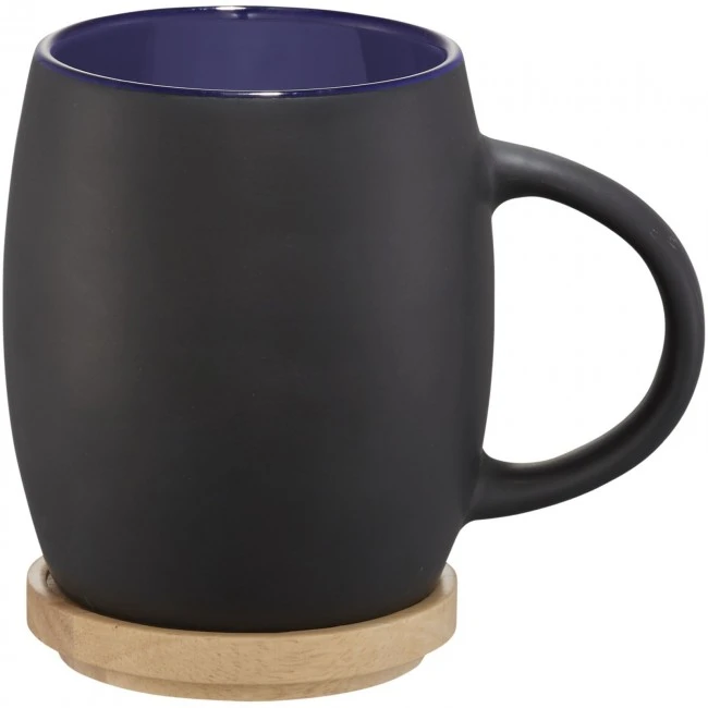 Hearth 400 ml ceramic mug with wooden lid/coaster