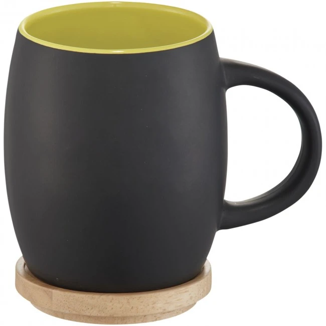 Hearth 400 ml ceramic mug with wooden lid/coaster