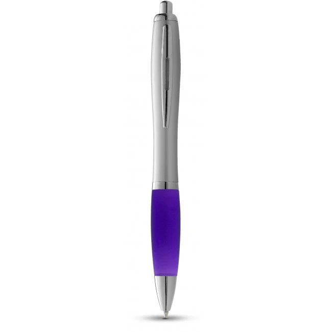 Nash ballpoint pen with silver barrel with coloured grip