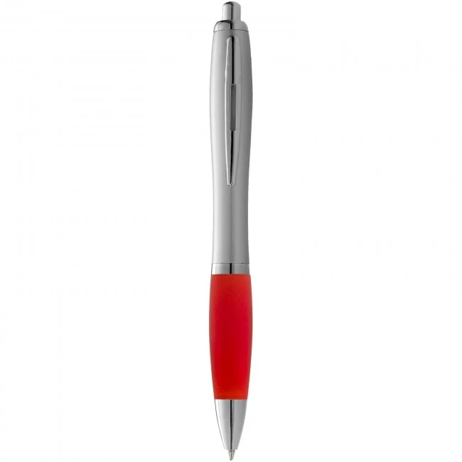 Nash ballpoint pen with silver barrel with coloured grip