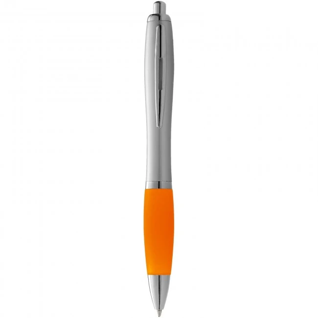 Nash ballpoint pen with silver barrel with coloured grip