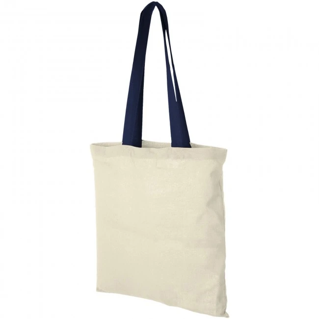 Nevada 100 g/m² cotton tote bag with coloured handles