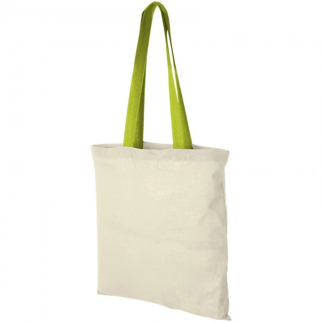 Nevada 100 g/m² cotton tote bag with coloured handles