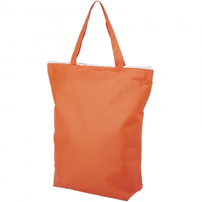 Privy zippered short handle non-woven tote bag