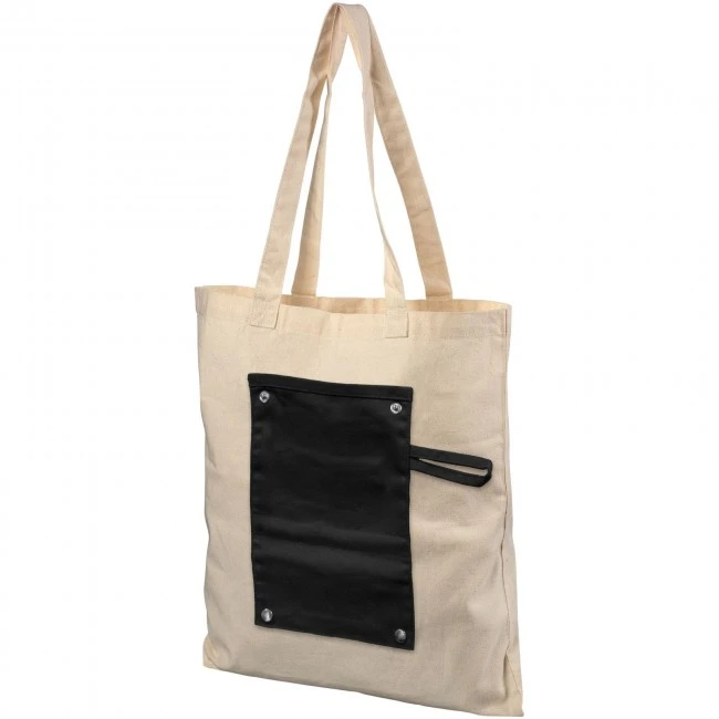 Snap 180 g/m² roll-up buttoned  cotton tote bag