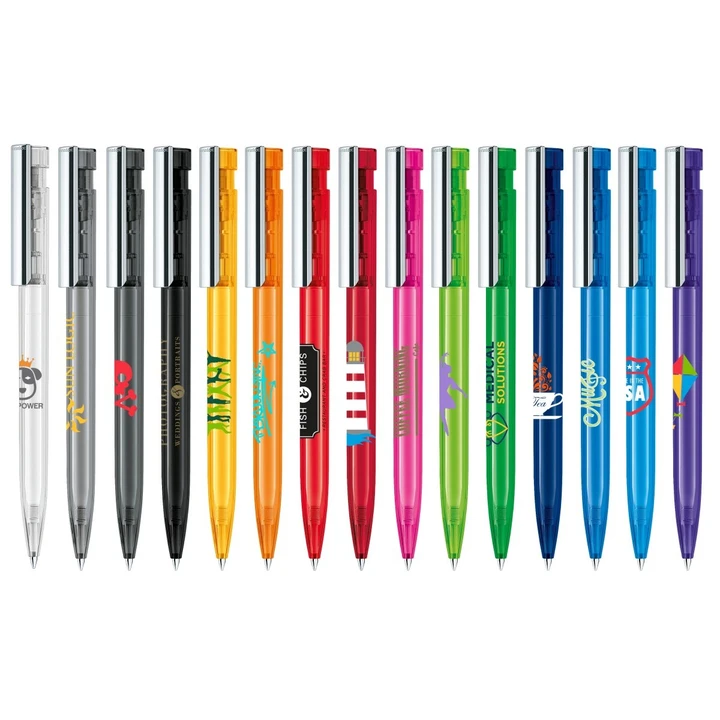 senator Liberty Clear plastic ball pen with metal clip