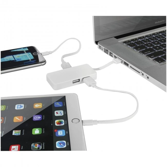 Grid 4-port USB hub with dual cables