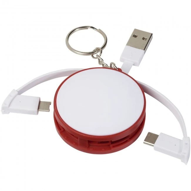 Wrap-around 3-in-1 charging cable with keychain