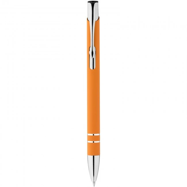 Corky ballpoint pen with rubber-coated exterior