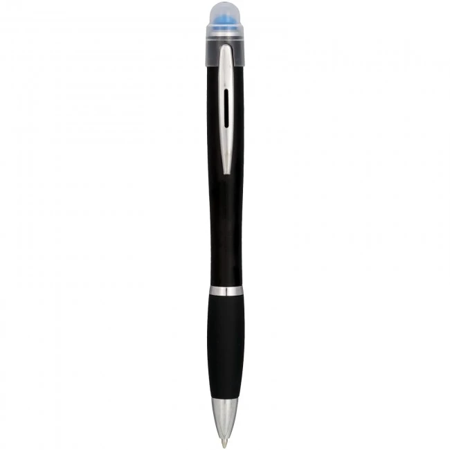 Nash coloured light up black barrel ballpoint pen