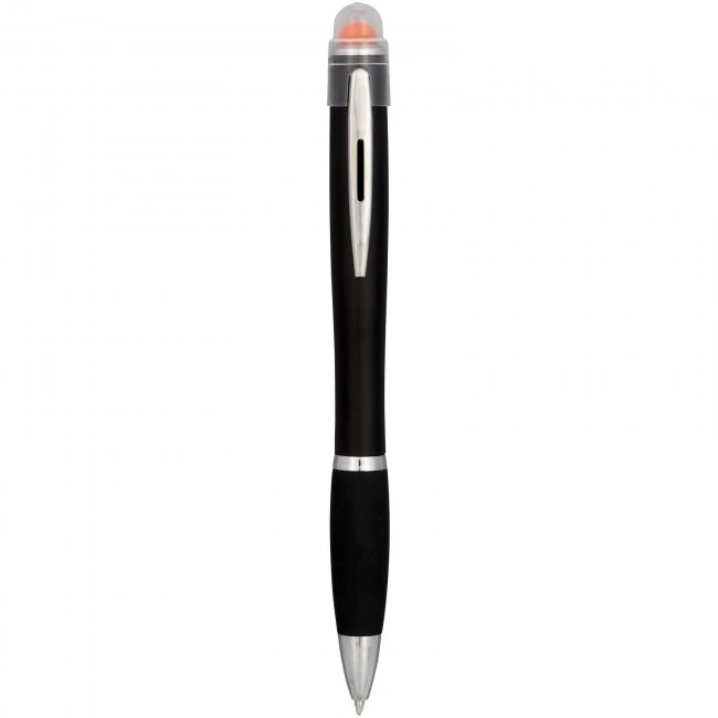 Nash coloured light up black barrel ballpoint pen