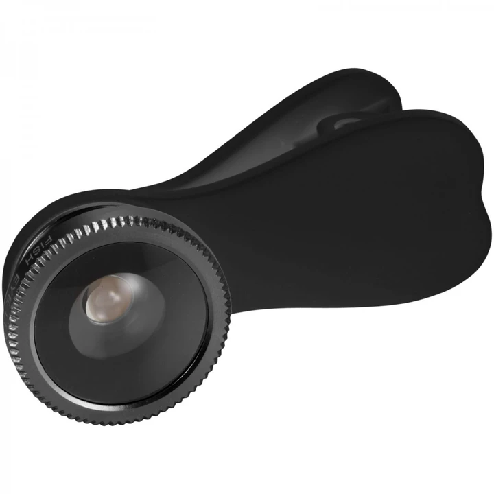 Fish-eye smartphone camera lens with clip