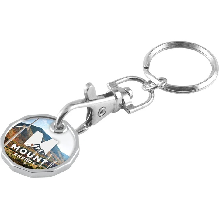 Nickle Plated Trolley Coin Keychain Unlaminated