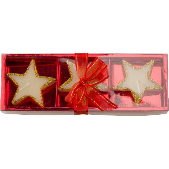 Three star-shaped candles