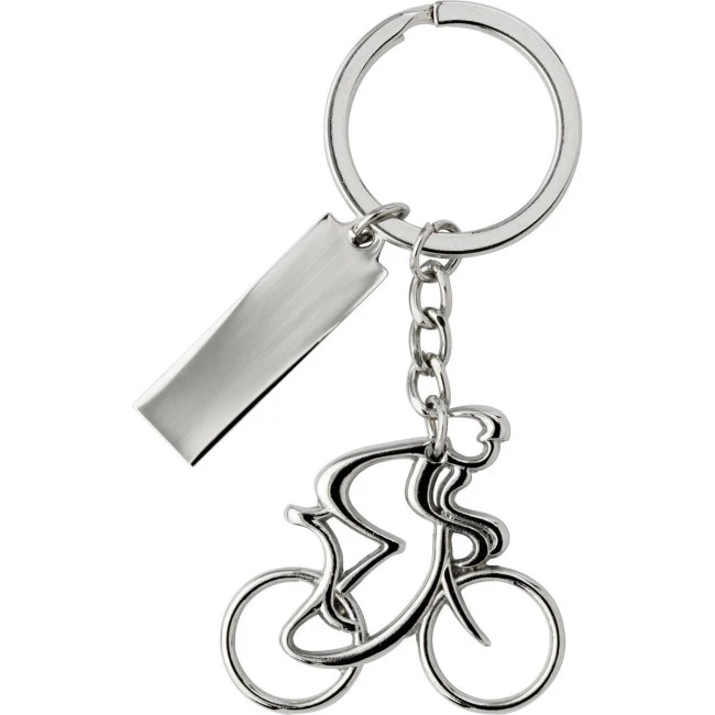 Nickel plated cyclist keychain