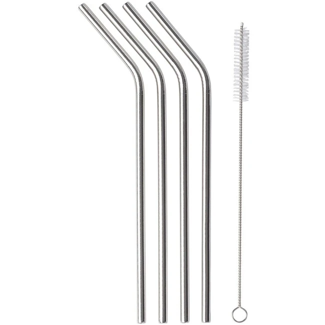 Four Stainless Steel drinking straws