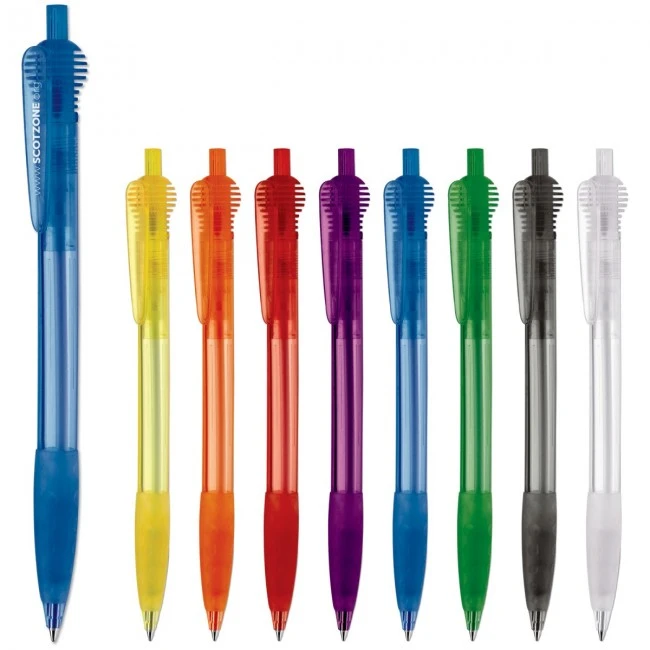 Cosmo ball pen transparent rubber round clip