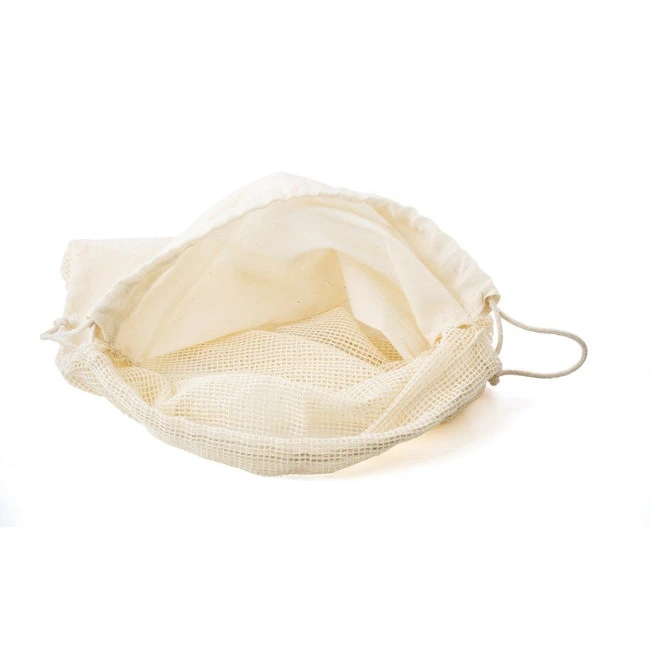 Organic cotton drawstring mesh bag