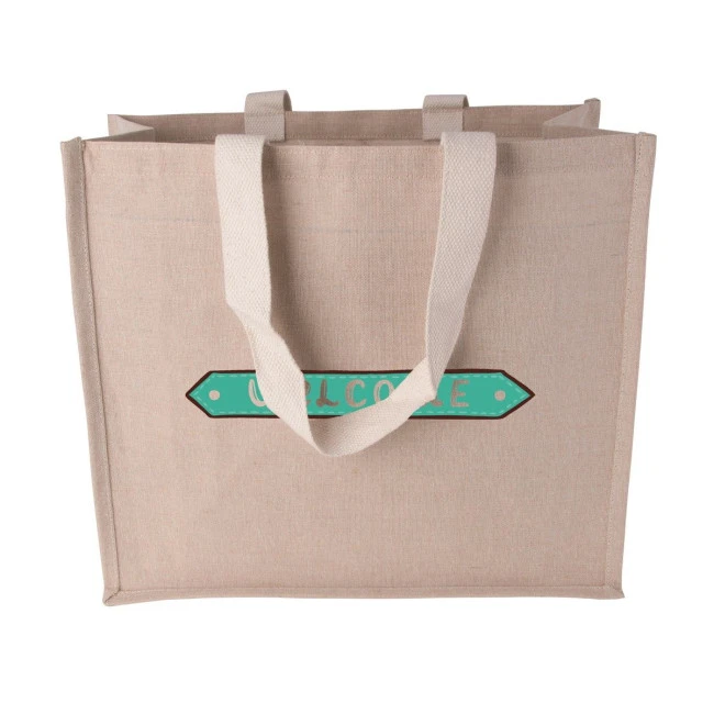 Canvas shopper with woven handles