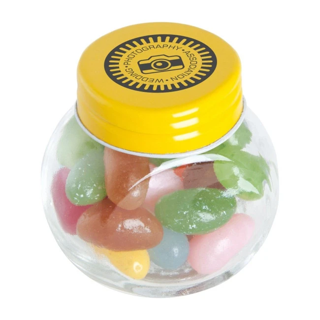 Small glass jar with jelly beans