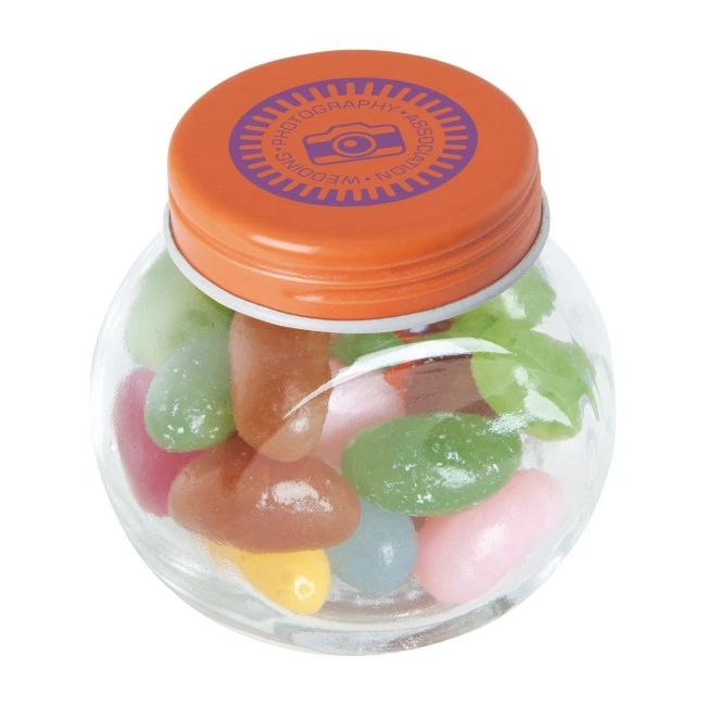 Small glass jar with jelly beans