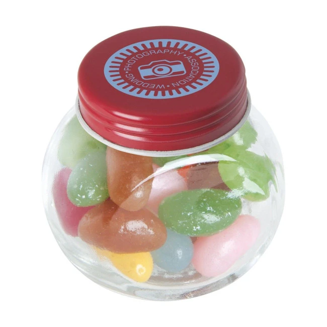 Small glass jar with jelly beans