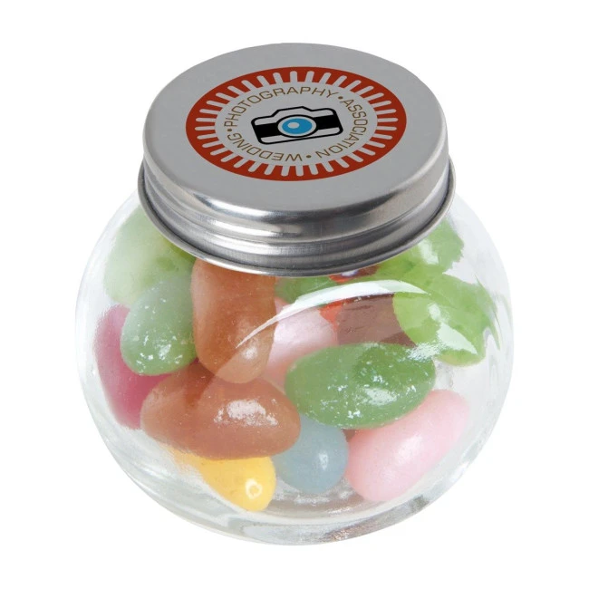 Small glass jar with jelly beans