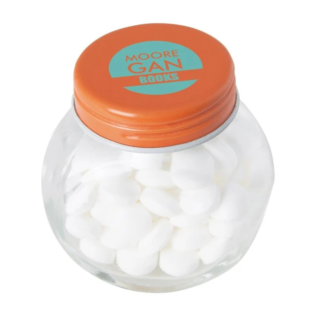 Small glass jar with mints