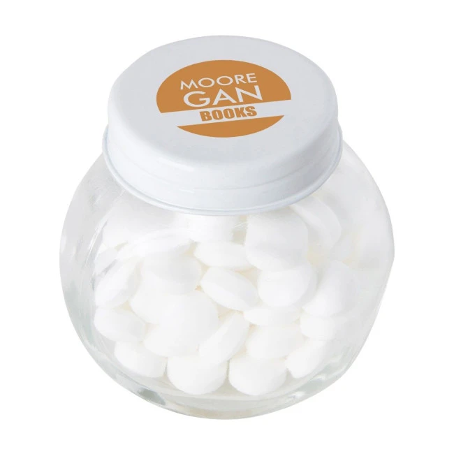 Small glass jar with mints